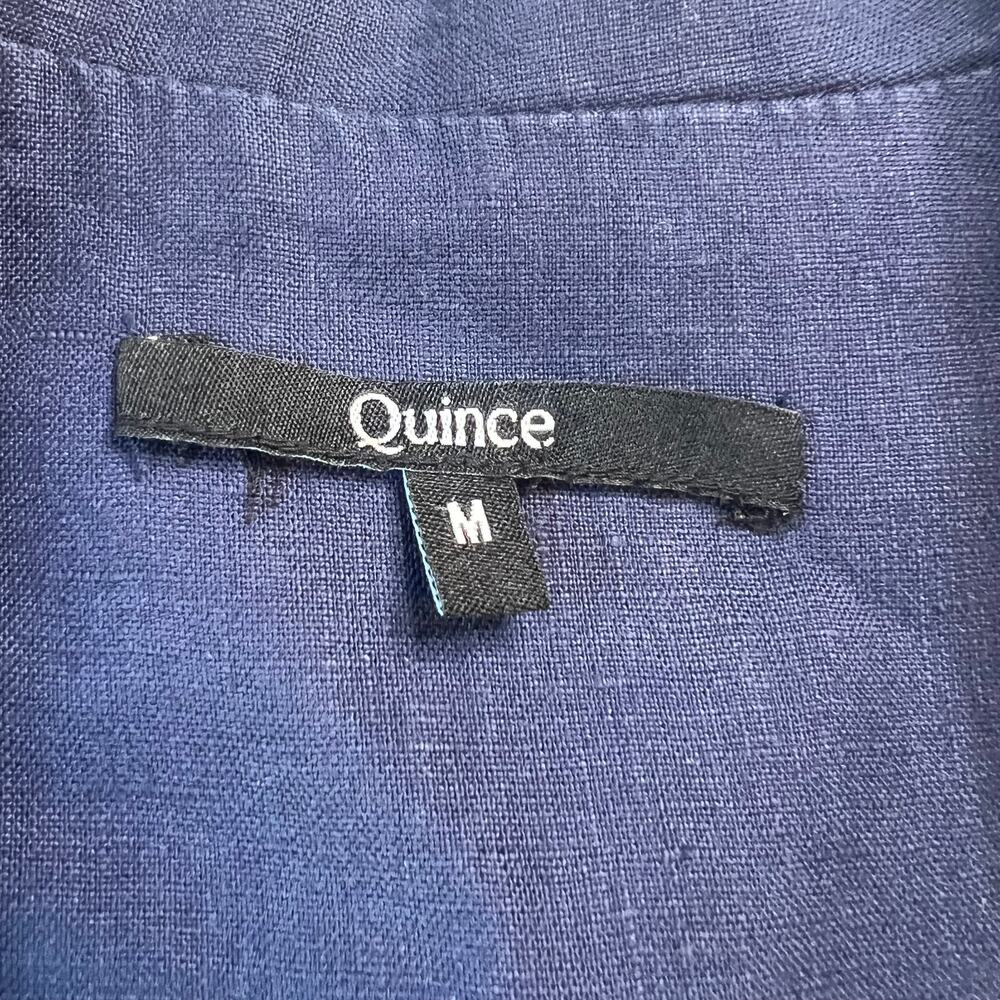 Quince Women's 100% Linen Classic Navy Blue Button Down Shirt Minimalist Size M - Picture 5 of 16